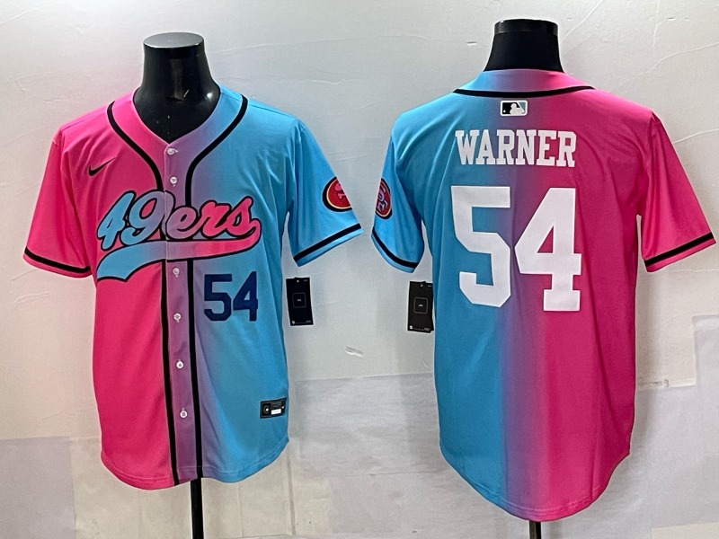 Men 2025 San Francisco 49ers #54 Warner Pink Blue pink Nike Limited NFL Jersey 001->san francisco 49ers->NFL Jersey